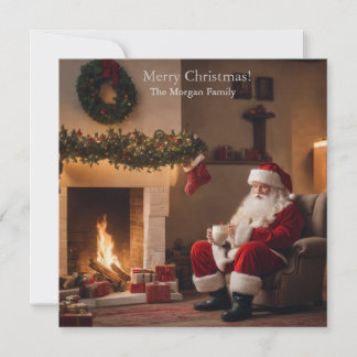 Cartão De Festividades Papai Noel bebendo leite morno