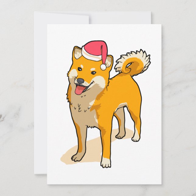 Cartão De Festividades Papai Noel cachorro Shiba Inu Natal (Frente)