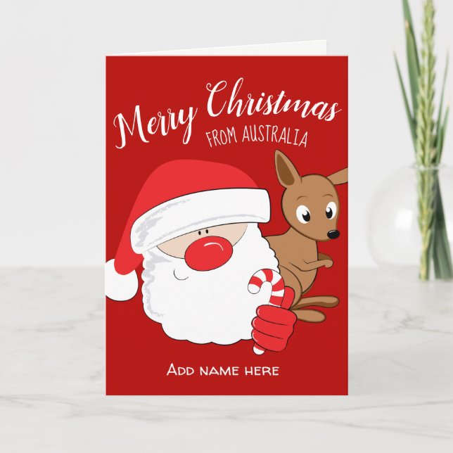 Cartão De Festividades Papai noel & canguru (Frente)