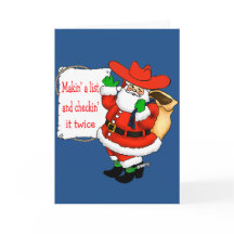 Papai Noel Caubói do Oeste Fazendo uma Lista