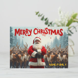 Cartão De Festividades Papai Noel Clássico & Rena