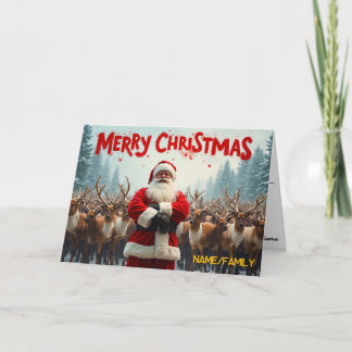 Cartão De Festividades Papai Noel Clássico & Rena