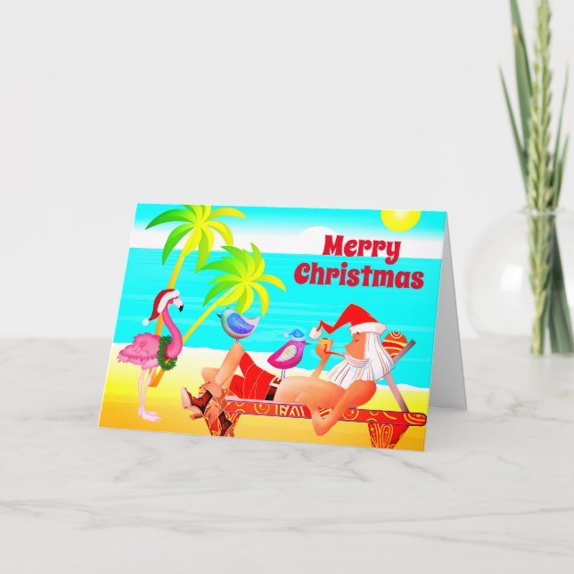 Cartão De Festividades Papai Noel Clause e o Feliz Natal da Praia das Ave (Frente)