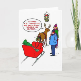 Cartão De Festividades Papai noel colado em Rudolf