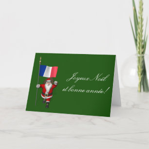 Cartão De Festividades Papai Noel com a bandeira de France