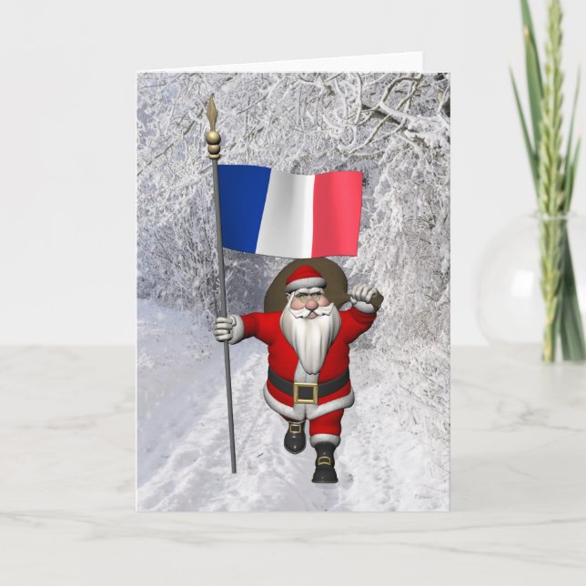 Cartão De Festividades Papai Noel Com Alferes Da França (Frente)