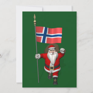 Cartão De Festividades Papai Noel Com Alferes Da Noruega