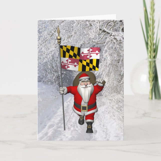 Cartão De Festividades Papai Noel Com Alferes De Maryland (Frente)