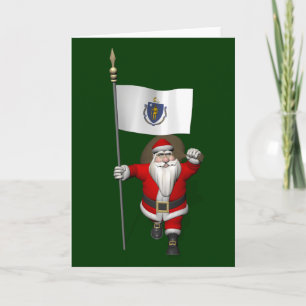 Cartão De Festividades Papai Noel Com Alferes De Massachusetts