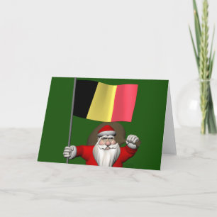 Cartão De Festividades Papai Noel Com Bandeira Da Bélgica