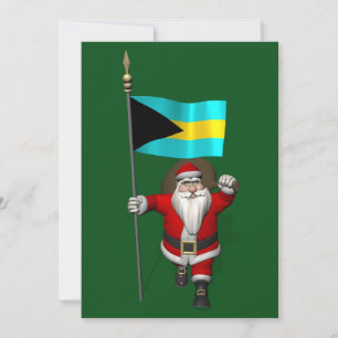 Cartão De Festividades Papai Noel Com Bandeira Das Bahamas