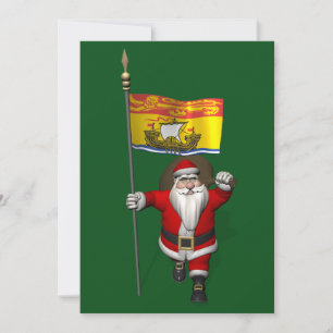 Cartão De Festividades Papai Noel Com Bandeira De New Brunswick CDN