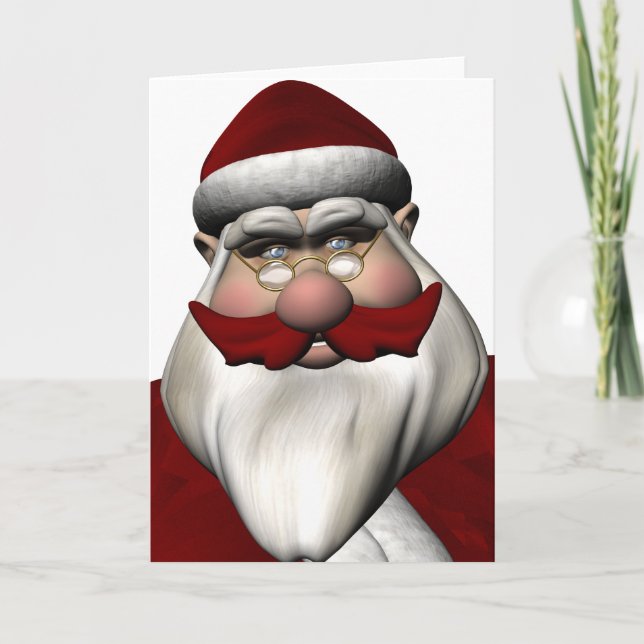 Cartão De Festividades Papai Noel com bigode vermelho (Frente)