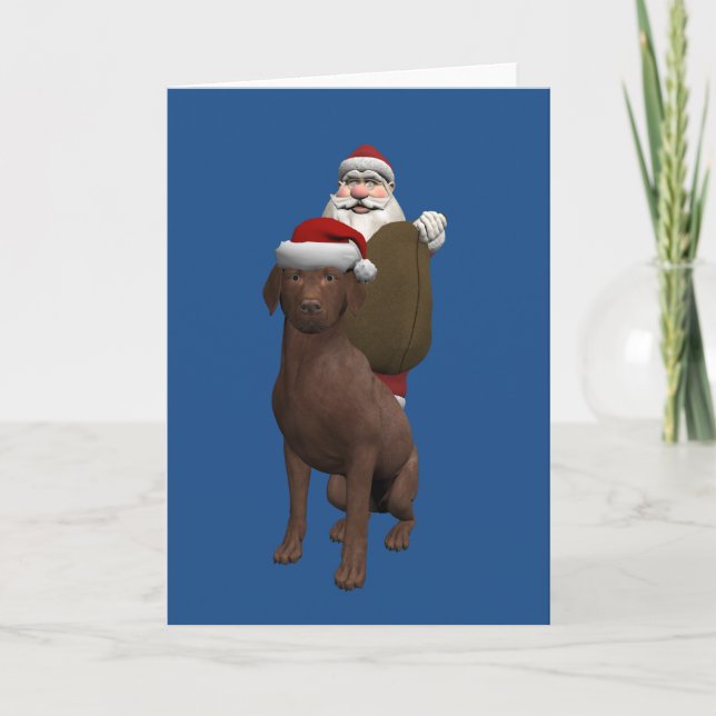 Cartão De Festividades Papai Noel Com Labrador (Frente)