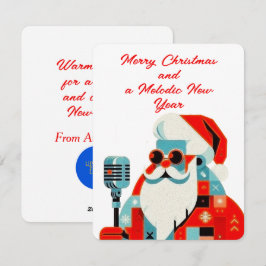 Cartão De Festividades Papai Noel com microfone na mão