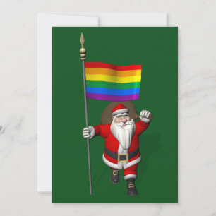 Cartão De Festividades Papai Noel com Orgulho gay Rainbow Flag
