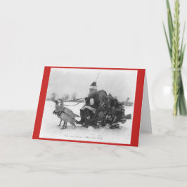 Cartão De Festividades Papai Noel com perus desenhados de trenó