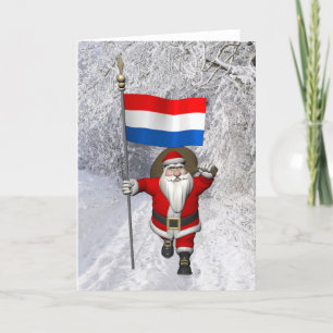 Cartão De Festividades Papai Noel Com Sinal Dos Países Baixos