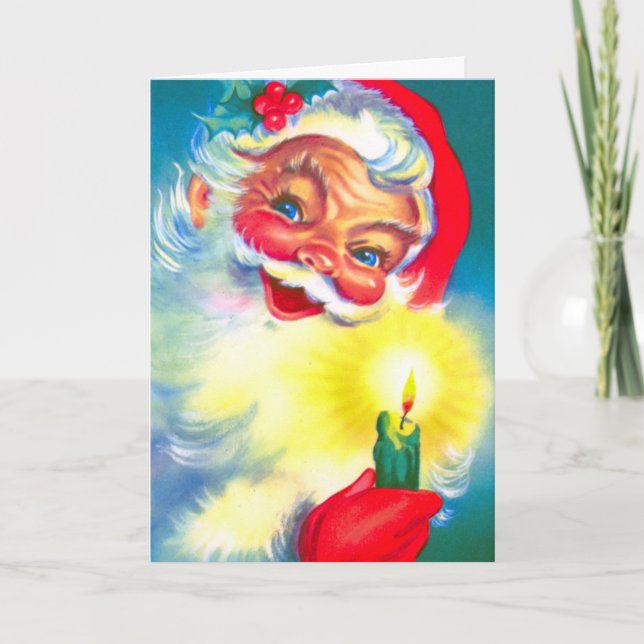 Cartão De Festividades Papai Noel com Vela (Frente)