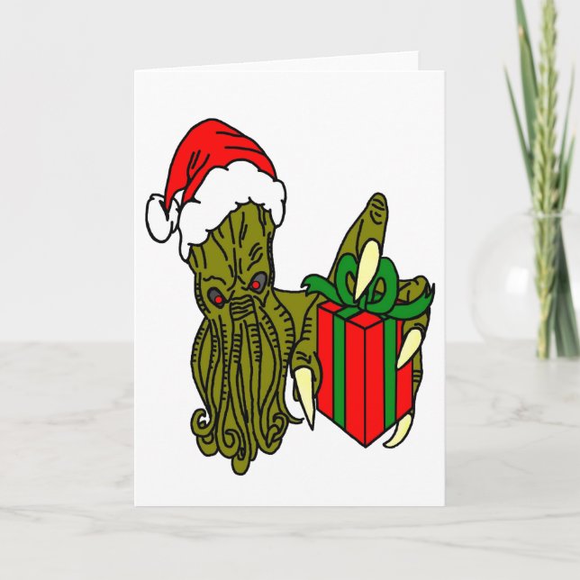 Cartão De Festividades Papai noel Cthulhu (Frente)