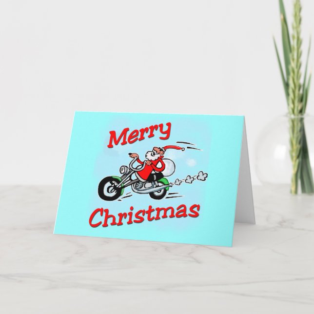 Cartão De Festividades Papai noel da motocicleta (Frente)