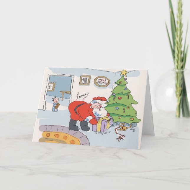 Cartão De Festividades Papai noel da surpresa (Frente)