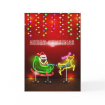 Papai noel das luzes de néon e Natal de Rudolph