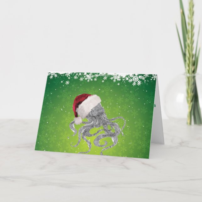 Cartão De Festividades Papai noel de Cthulhu (Frente)