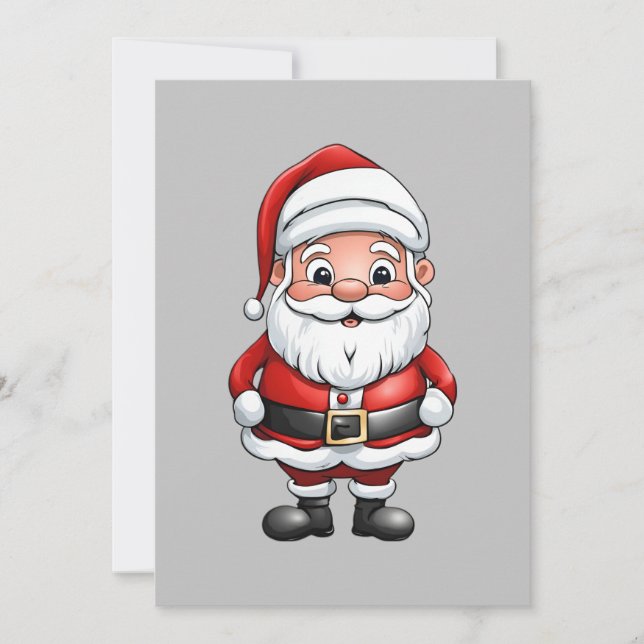 Cartão De Festividades Papai Noel de Desenho Animado Bonitinho (Frente)