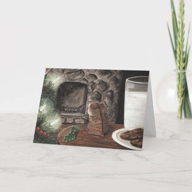 Cartão De Festividades Papai noel de espera (Frente)