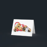 Cartão De Festividades Papai noel de espera do Natal de Airedale Terrier<br><div class="desc">Este filhote de cachorro do feriado em sua raça favorita,  Airedale Terrier,  é vestido em seus PJs do terno do papai noel que guardaram um bastão de doces e está esperando Papai Noel com seu urso de ursinho confiável abafado.</div>