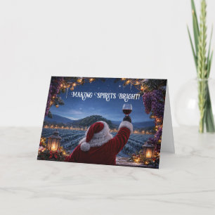 Cartão De Festividades Papai Noel de Natal e Vinho Fazem Espíritos Brilha