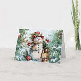 Cartão De Festividades Papai Noel de Natal em Aquarela Vintage Festivo Ca