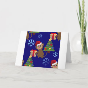 Cartão De Festividades papai noel de natal, macaco emoji