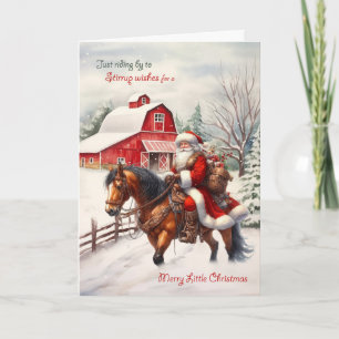 Cartão De Festividades Papai Noel de Natal Temático Ocidental a Cavalo