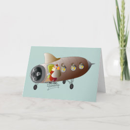 Cartão De Festividades Papai noel de Rocket de espaço