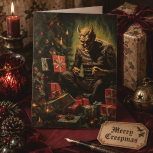 Cartão De Festividades Papai Noel Diabo Espiritismo Natal de Terror