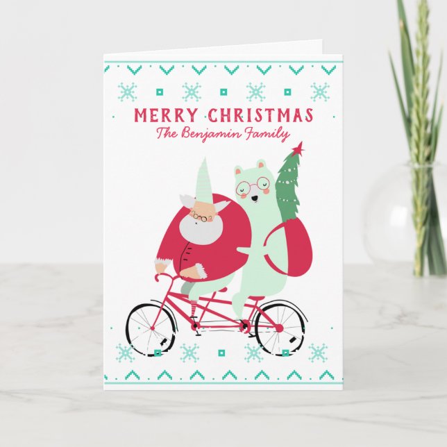 Cartão De Festividades Papai Noel Divertido Natal Alegre Humorístico Pers (Frente)