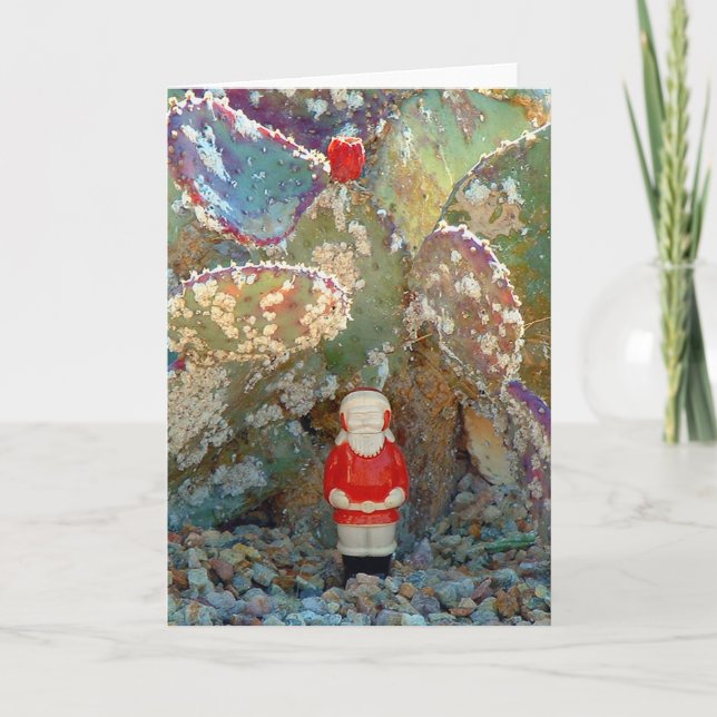 Cartão De Festividades Papai noel do jardim do cacto do Palm Springs (Frente)
