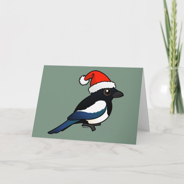 Cartão De Festividades Papai noel do Magpie (Frente)