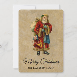 Cartão De Festividades Papai Noel do Natal Antigo Mundo Vintage
