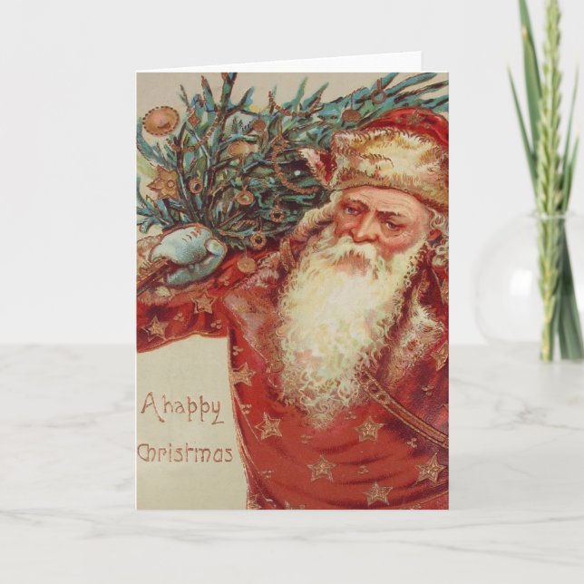Cartão De Festividades Papai noel do Velho Mundo (Frente)