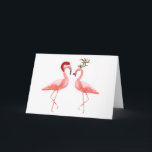 Cartão De Festividades Papai noel dos flamingos e Natal de Rudolph<br><div class="desc">O cartão de Natal engraçado dos flamingos que caracteriza um casal engraçado dos flamingos que vestem o papai noel chapéu e Rudolph veste-se.</div>