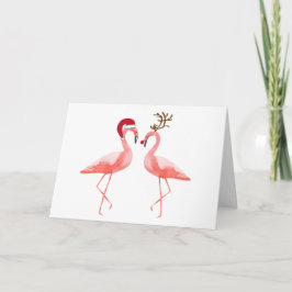 Cartão De Festividades Papai noel dos flamingos e Natal de Rudolph
