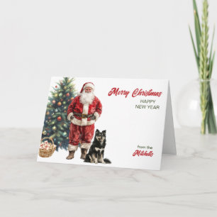 Cartão De Festividades Papai Noel e Cachorro Finnish Laphund Natal