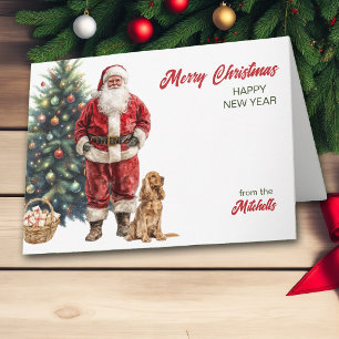 Cartão De Festividades Papai Noel e English Cocker Spaniel Natal