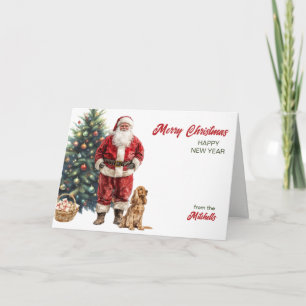 Cartão De Festividades Papai Noel e English Cocker Spaniel Natal