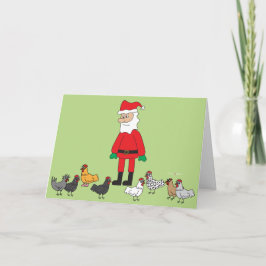 Cartão De Festividades Papai noel e galinhas