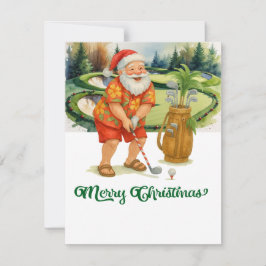 Cartão De Festividades Papai Noel é Golfe Feliz Natal