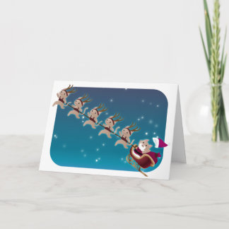 Cartão De Festividades Papai noel e grupo do gatinho